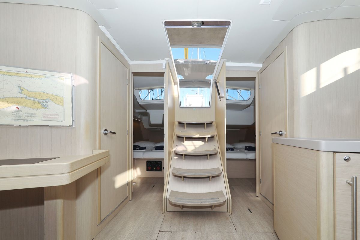 Salon of Auf Kurs, a Beneteau Oceanis 46.1 sailboat at Grad Trogir, Croatia