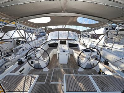 Cockpit of Auf Kurs, a Beneteau Oceanis 46.1 sailboat at Grad Trogir, Croatia
