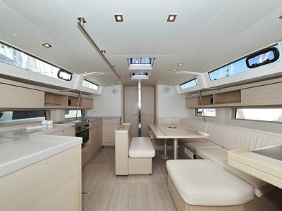 Salon of Auf Kurs, a Beneteau Oceanis 46.1 sailboat at Grad Trogir, Croatia
