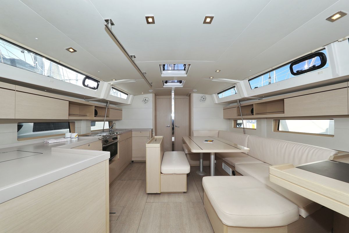 Salon of Auf Kurs, a Beneteau Oceanis 46.1 sailboat at Grad Trogir, Croatia