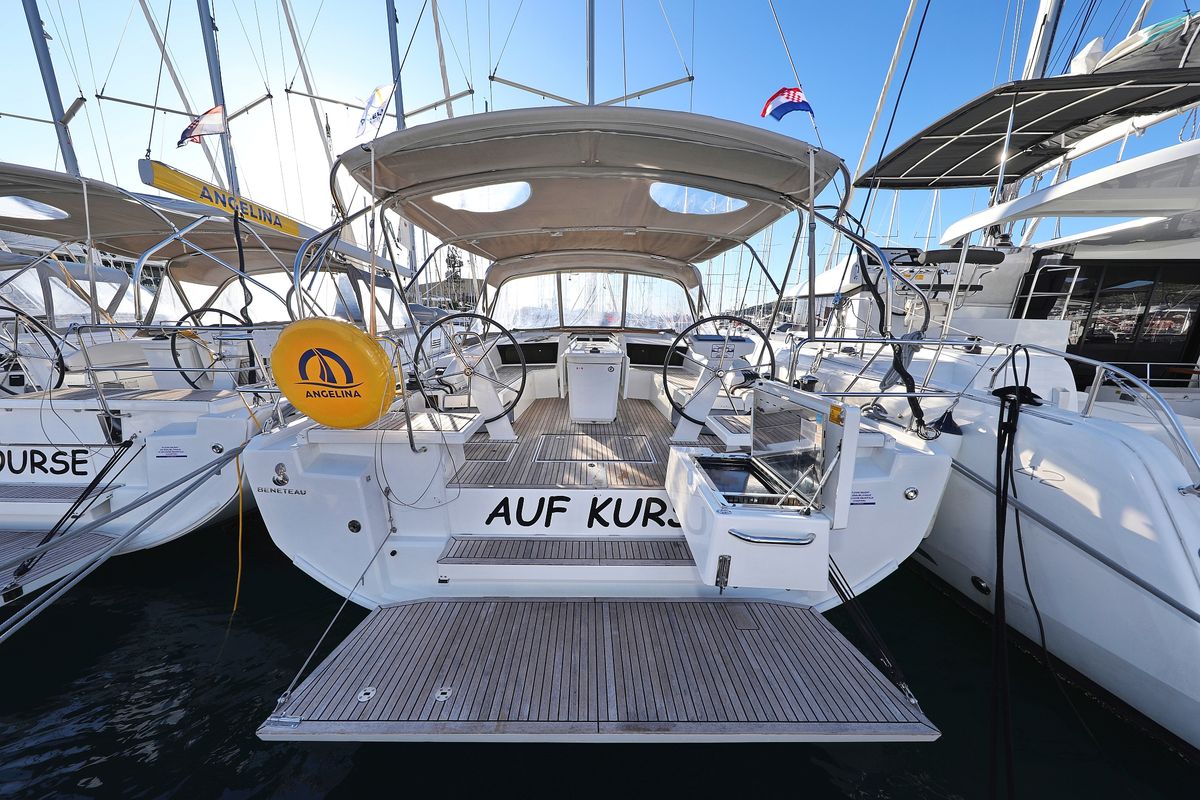 Exterior view of Auf Kurs, a Beneteau Oceanis 46.1 sailboat at Grad Trogir, Croatia