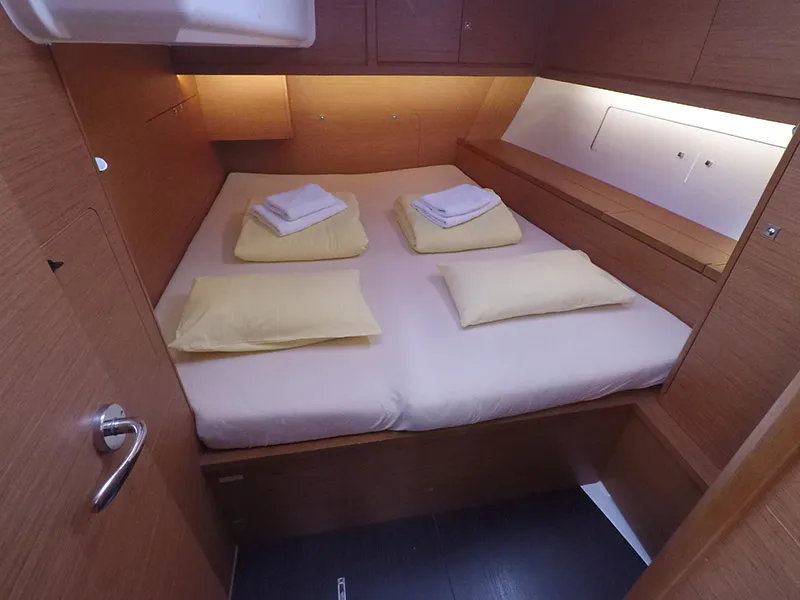 Cabin on Adelante, a Dufour 470 sailboat at Grad Šibenik, Croatia