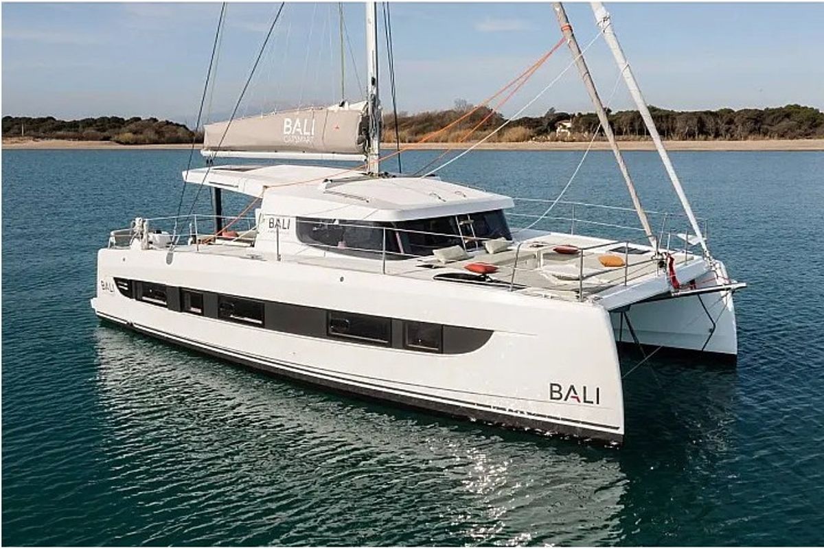 Exterior view of Free Wheeler, a Bali Catsmart catamaran at Procida, Italy