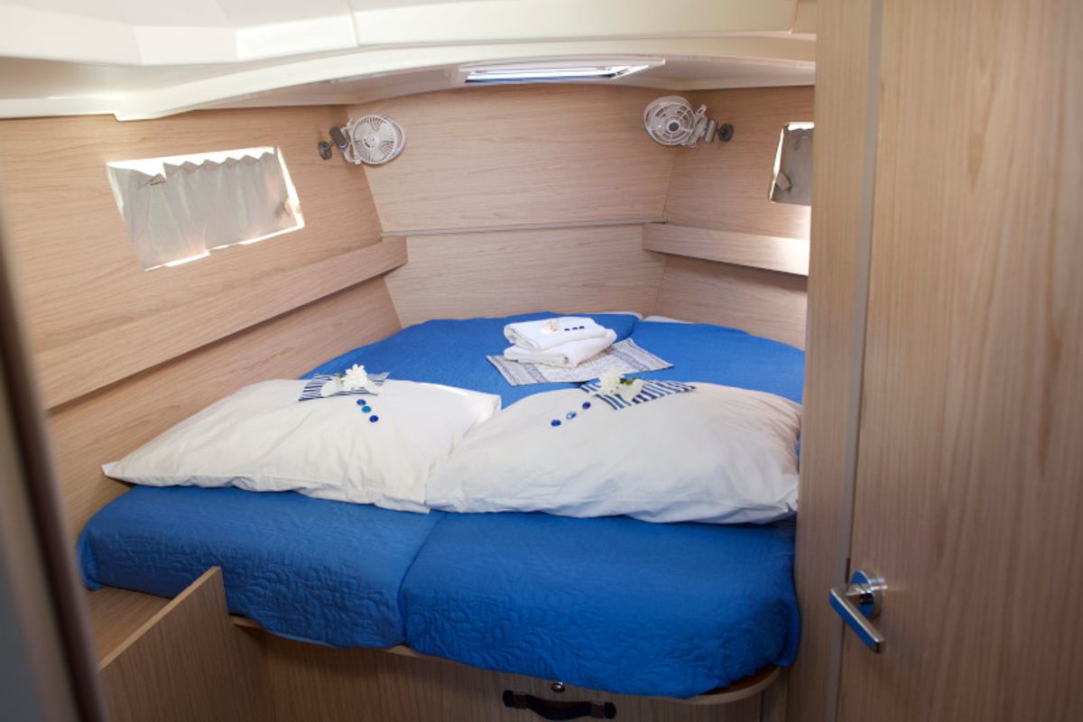 Cockpit of Felice, a Beneteau Oceanis 41.1 sailboat at Athens, Greece
