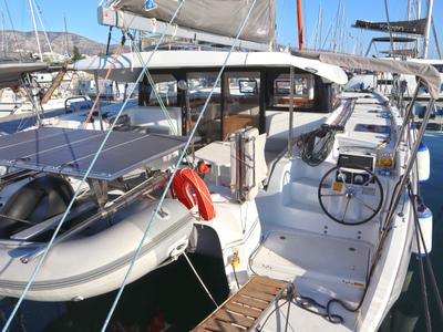 Deck of MOTU ONE, a Excess 11 catamaran at Athens, Greece