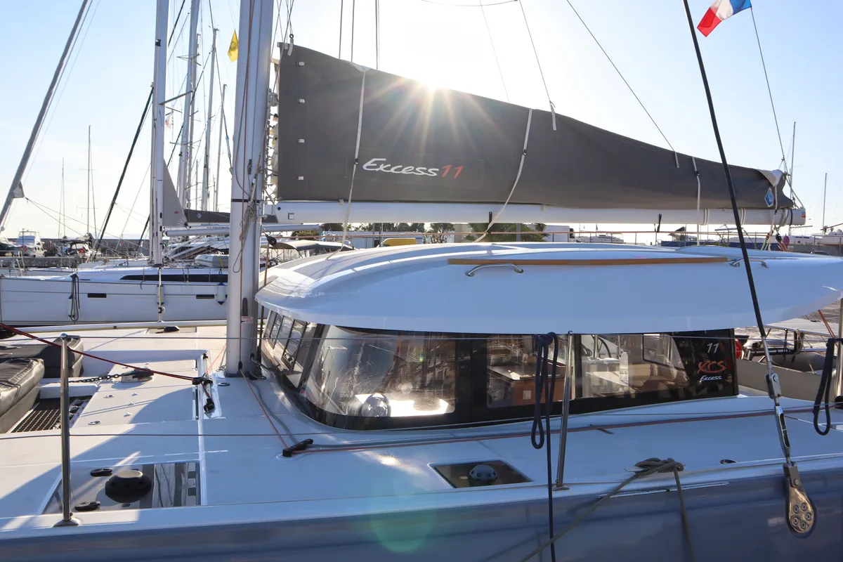 Exterior view of MOTU ONE, a Excess 11 catamaran at Athens, Greece