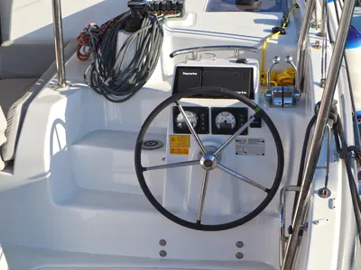 Cockpit of MOTU ONE, a Excess 11 catamaran at Athens, Greece