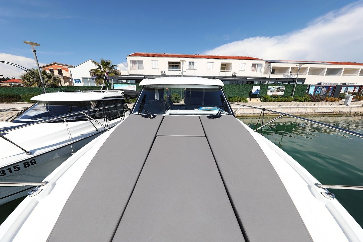 Deck of Lolo, a Beneteau Antares 9 OB motorboat at Pirovac, Croatia