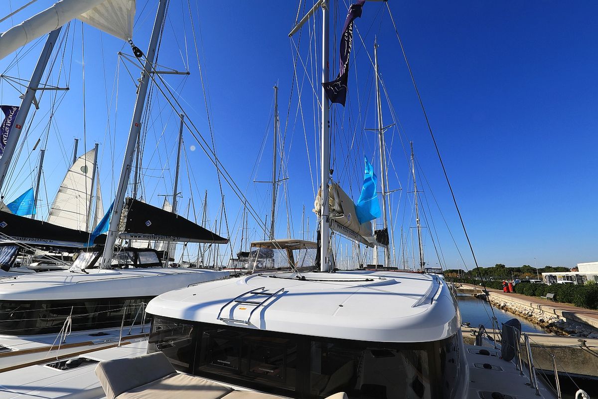 Exterior view of Gimme Kiss, a Lagoon 40 catamaran at Općina Sukošan, Croatia