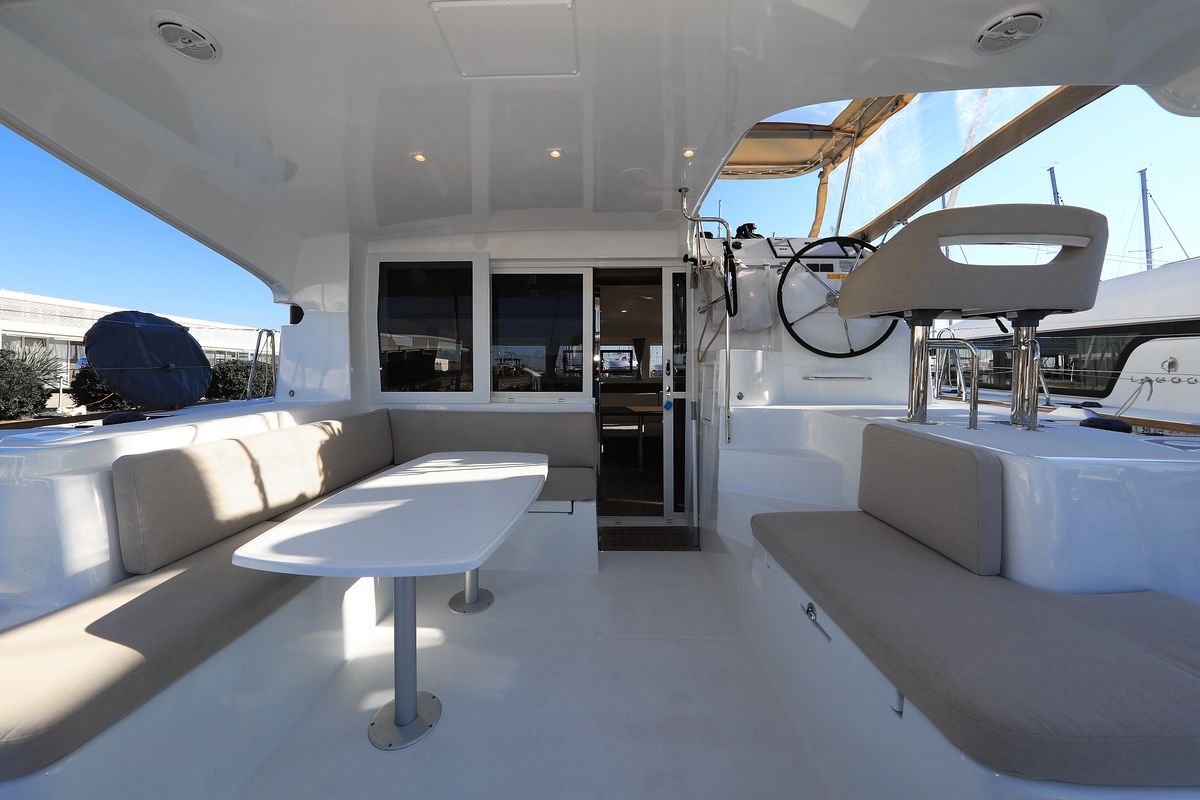 Deck of Gimme Kiss, a Lagoon 40 catamaran at Općina Sukošan, Croatia