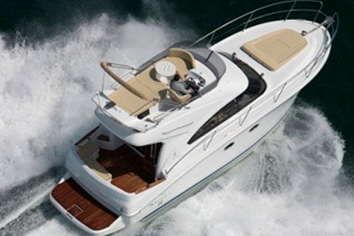 Exterior view of Solis, a Beneteau Antares 11 Fly OB motorboat at Grad Biograd na Moru, Croatia