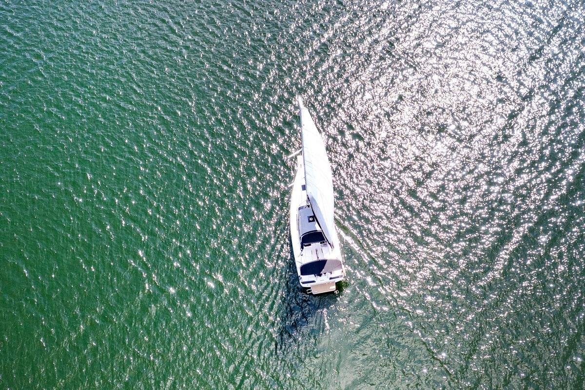 Exterior view of Zatoka Skanal, a Northman Maxus 34 sailboat at Sztynort, Poland
