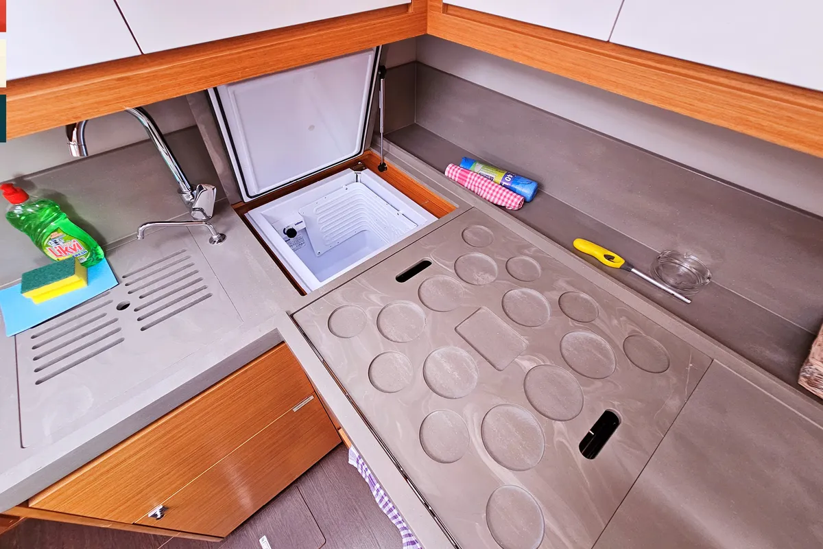 Galley of Sonata, a Dufour 470 sailboat at Općina Rogoznica, Croatia