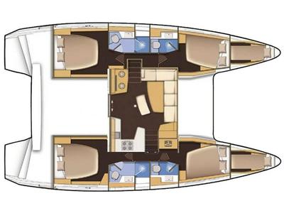 Floor plan of Le Gaspésien, a Lagoon 42 catamaran at Alameda, United States