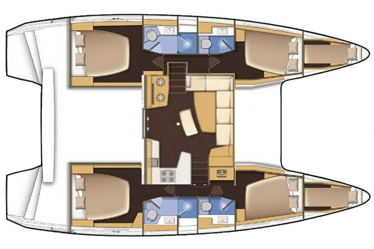 Floor plan of Le Gaspésien, a Lagoon 42 catamaran at Alameda, United States