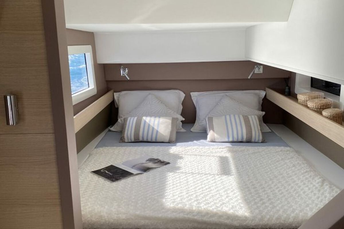Cabin on Freya II, a Aventura Catamarans Aventura 37 catamaran at Pirovac, Croatia