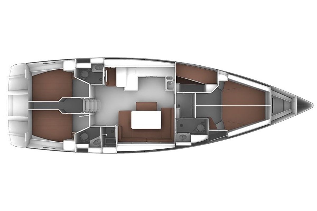 Floor plan of S/Y Navarino, a Bavaria Cruiser 51 sailboat at Kos, Greece
