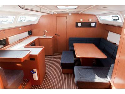 Salon of S/Y Navarino, a Bavaria Cruiser 51 sailboat at Kos, Greece
