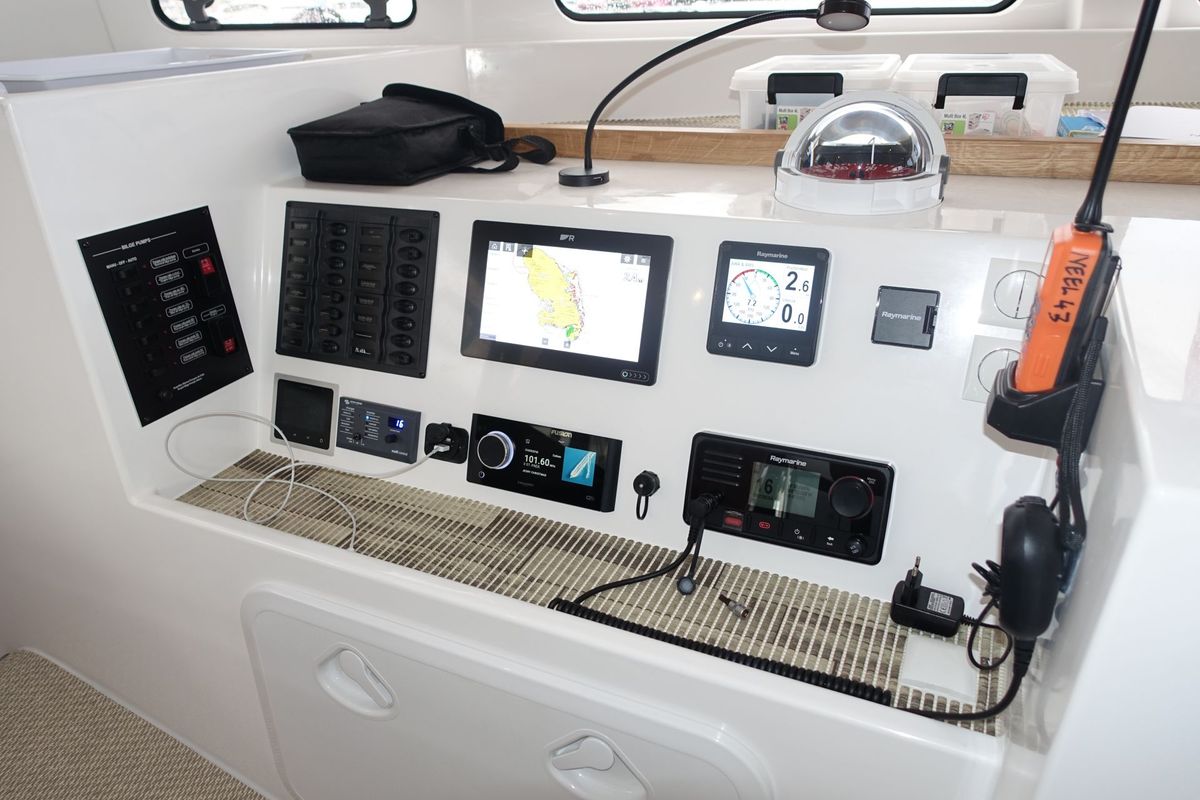 Cockpit of Alneelam, a NEEL 43 sailboat at Alameda, United States
