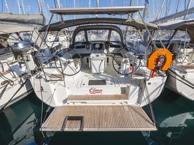 Deck of Elma, a Beneteau Oceanis 40.1 sailboat at Municipal Unit of Lefkada, Greece