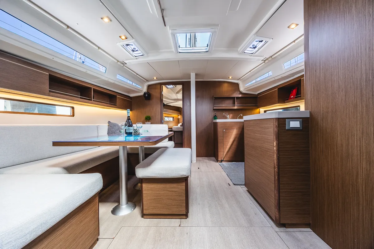Salon of Elma, a Beneteau Oceanis 40.1 sailboat at Municipal Unit of Lefkada, Greece
