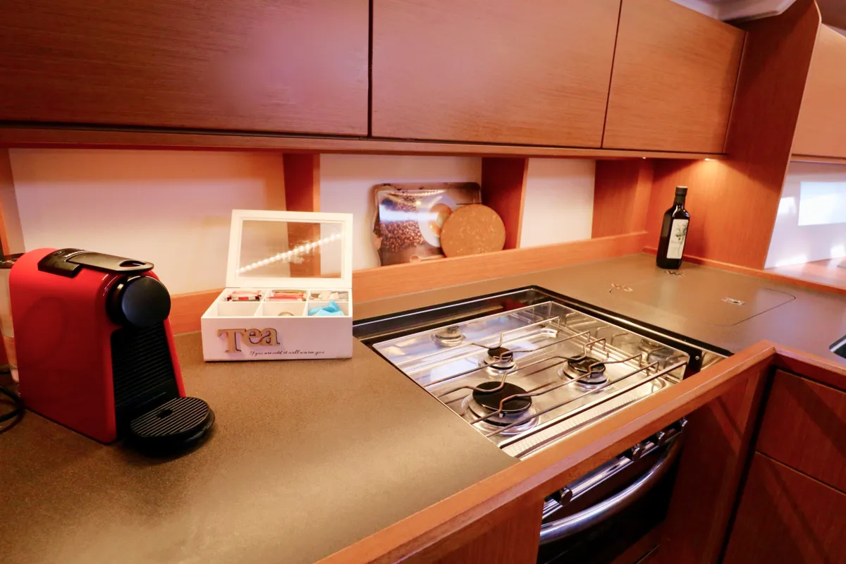 Galley of Size Matters, a Bavaria C50 Holiday sailboat at Grad Kaštela, Croatia