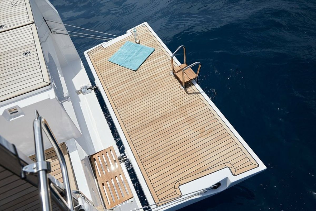 Exterior view of Size Matters, a Bavaria C50 Holiday sailboat at Grad Kaštela, Croatia