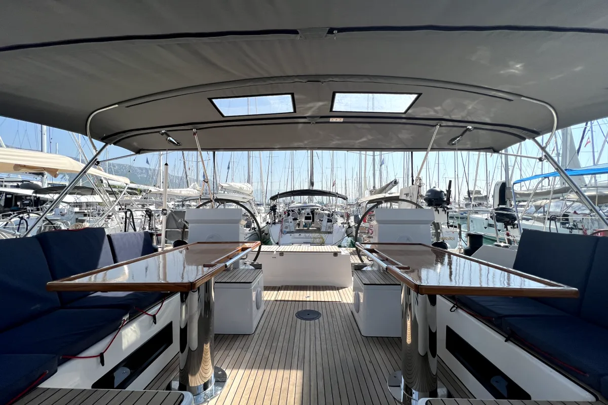 Deck of Size Matters, a Bavaria C50 Holiday sailboat at Grad Kaštela, Croatia