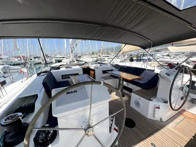 Cockpit of Size Matters, a Bavaria C50 Holiday sailboat at Grad Kaštela, Croatia