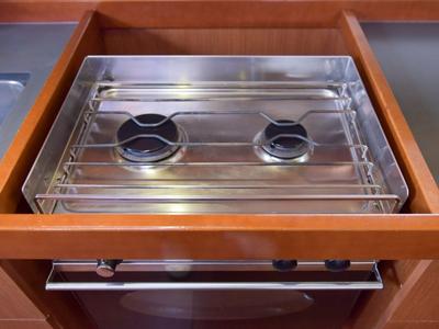 Galley of Zeppelin, a Beneteau Oceanis 45 sailboat at Municipal Unit of Palairos, Greece