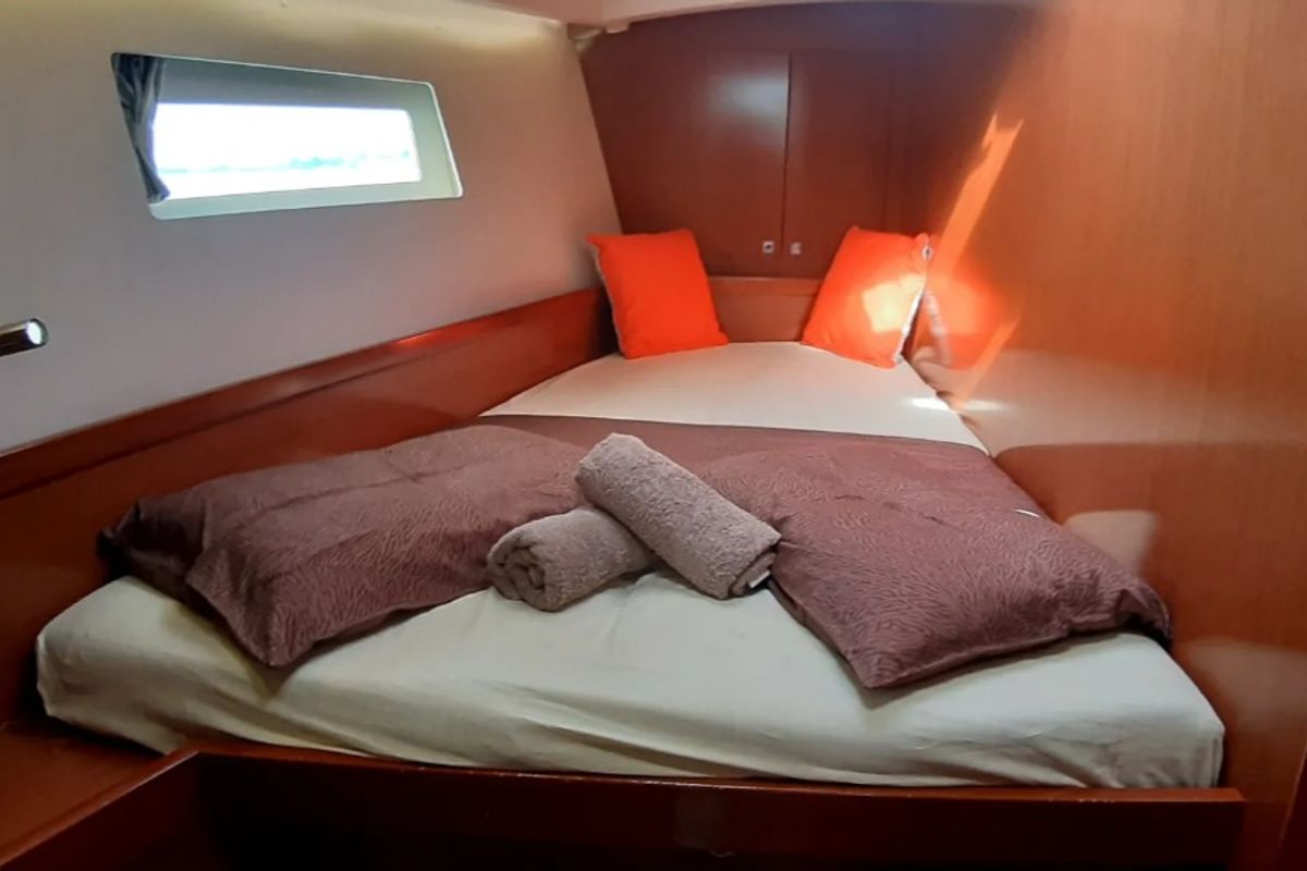 Cabin on Zeppelin, a Beneteau Oceanis 45 sailboat at Municipal Unit of Palairos, Greece