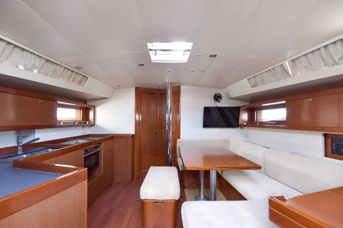 Salon of Zeppelin, a Beneteau Oceanis 45 sailboat at Municipal Unit of Palairos, Greece