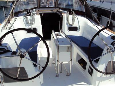 Cockpit of Gemma, a Jeanneau Sun Odyssey 349 sailboat at Grad Pula, Croatia