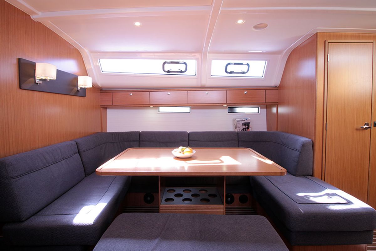 Salon of Firewall, a Bavaria Cruiser 51 sailboat at Llucmajor, Spain