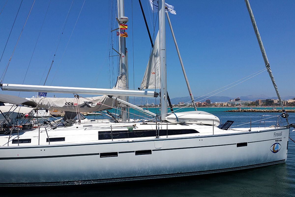 Exterior view of Firewall, a Bavaria Cruiser 51 sailboat at Llucmajor, Spain