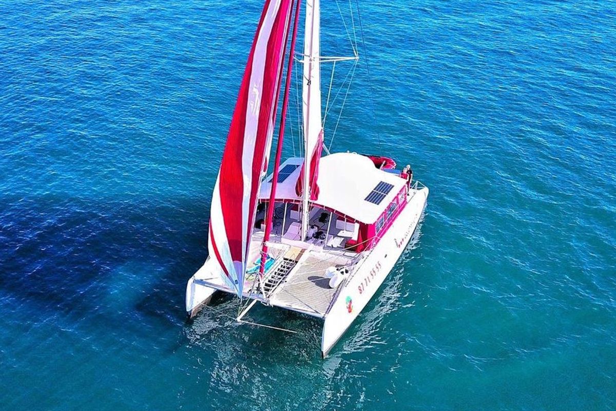 Exterior view of Poevasion, a Gulet Ocean Voyager 53 catamaran at Papeete, France