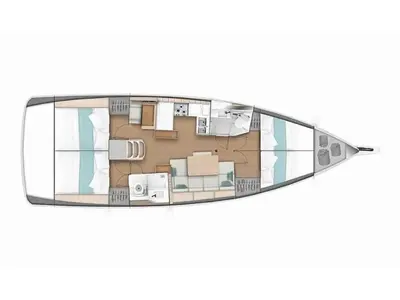 Cabin on Leona, a Jeanneau Sun Odyssey 440 sailboat at Grad Pula, Croatia