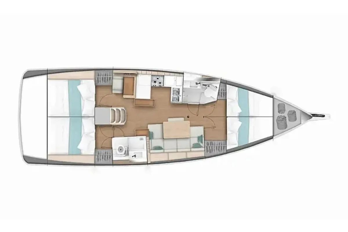 Cabin on Leona, a Jeanneau Sun Odyssey 440 sailboat at Grad Pula, Croatia