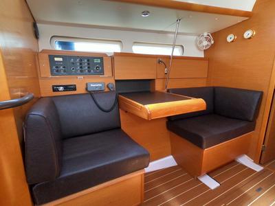 Salon of Piedanlo, a Jeanneau Sun Odyssey 409 sailboat at Olbia, Italy
