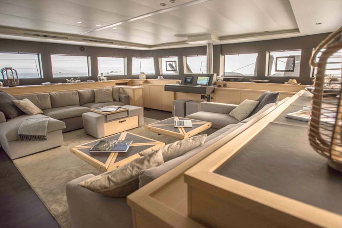 Salon of Soleanis II, a Lagoon 620 catamaran at Salerno, Italy