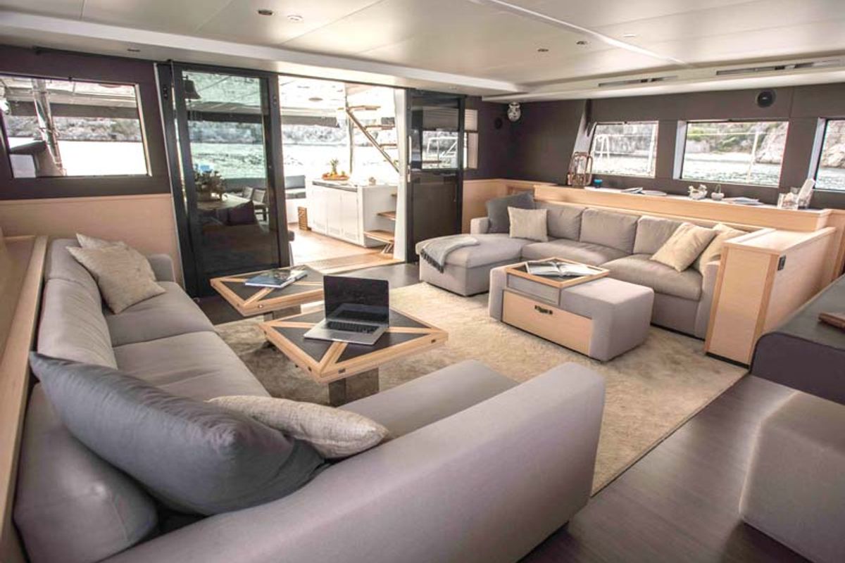 Salon of Soleanis II, a Lagoon 620 catamaran at Salerno, Italy
