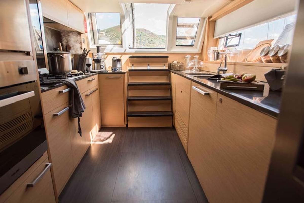 Galley of Soleanis II, a Lagoon 620 catamaran at Salerno, Italy