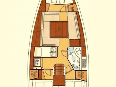 Deck of Aquamarine, a Beneteau Oceanis 34 sailboat at Fethiye, Turkey