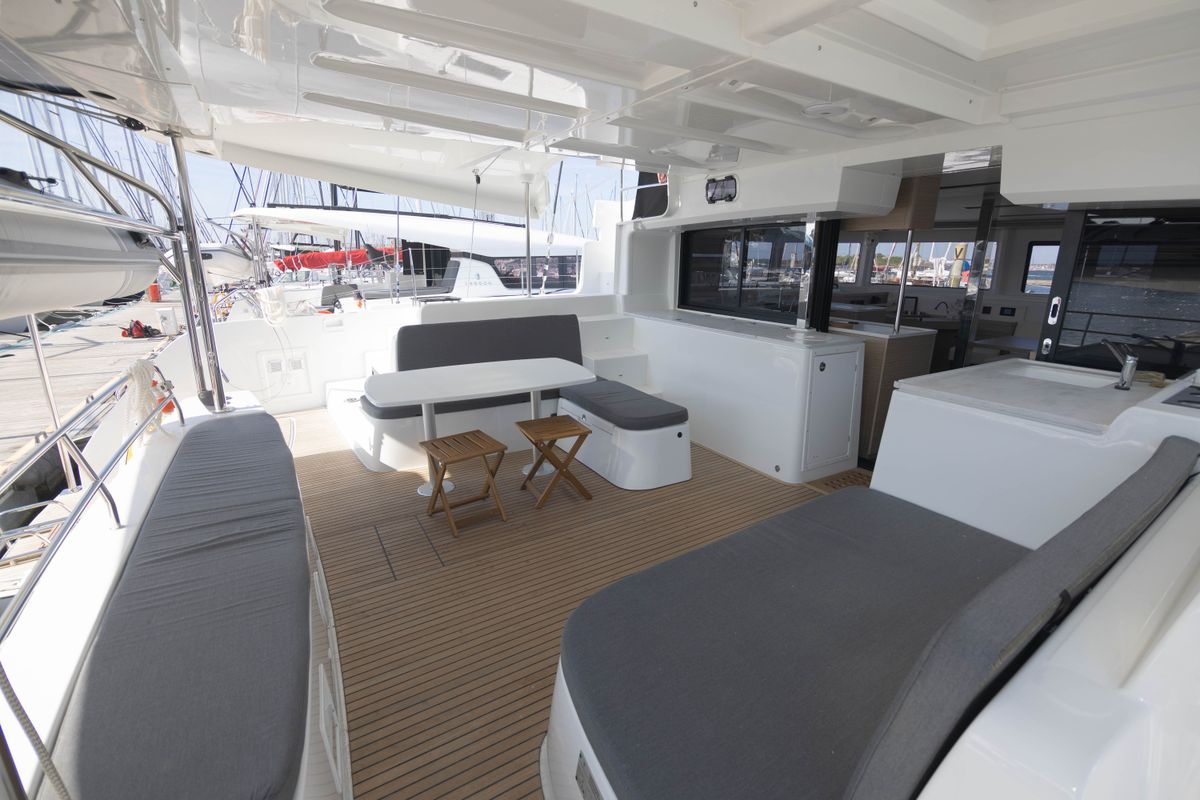 Deck of Bula, a Lagoon 46 catamaran at Le Gosier, France