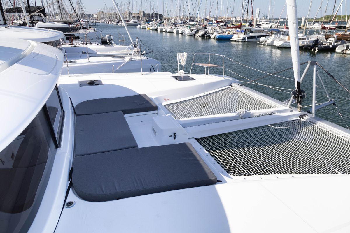Deck of Bula, a Lagoon 46 catamaran at Le Gosier, France