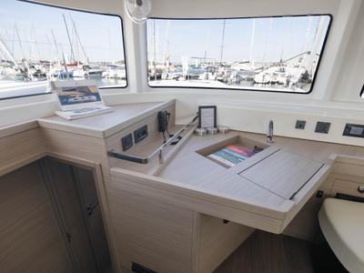 Cockpit of Bula, a Lagoon 46 catamaran at Le Gosier, France