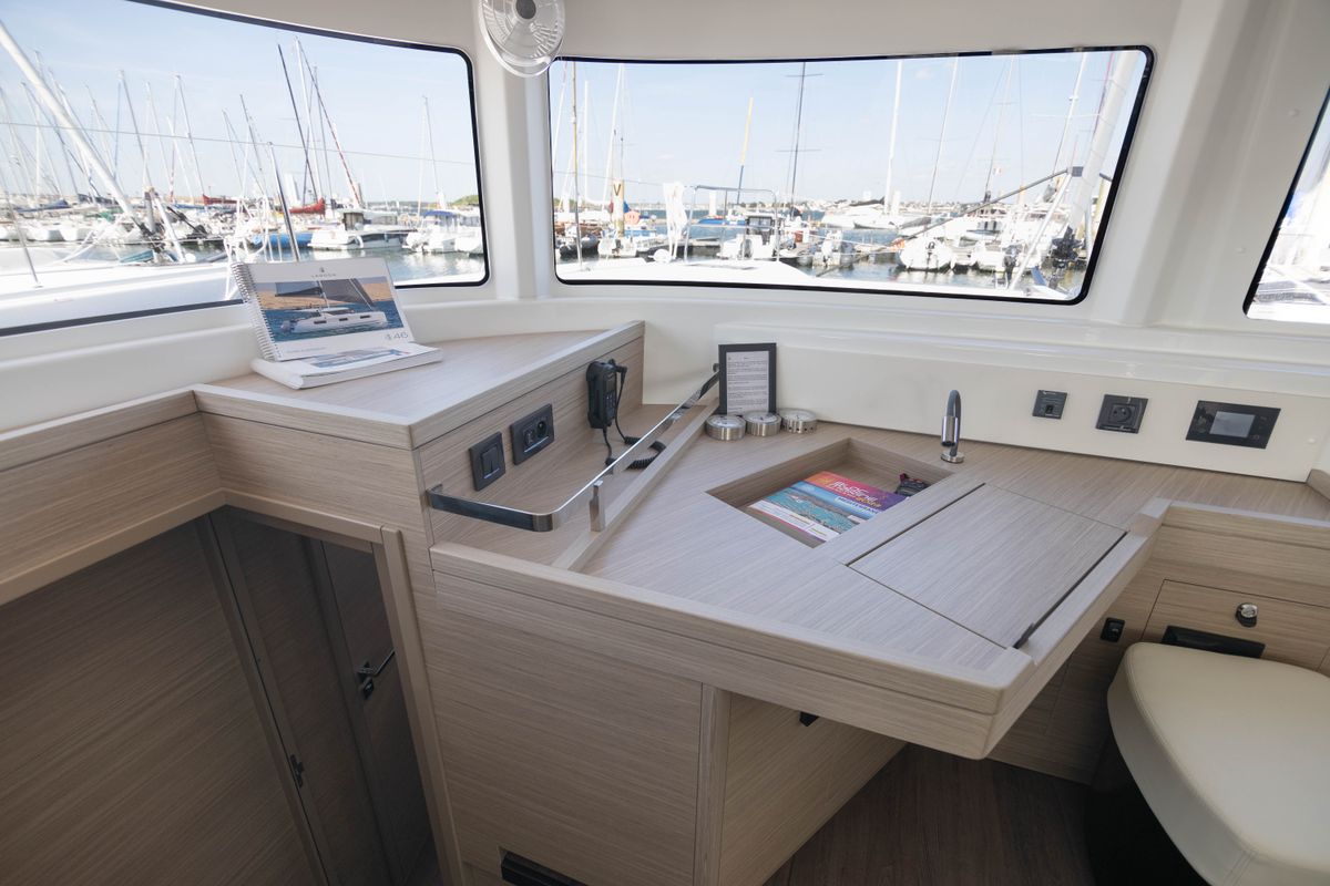 Cockpit of Bula, a Lagoon 46 catamaran at Le Gosier, France