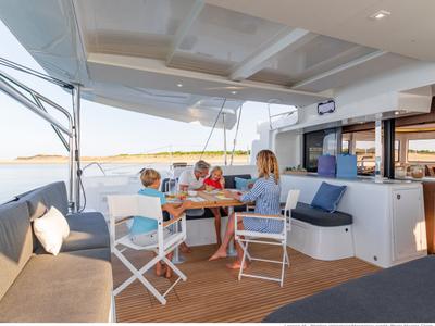 Deck of Pepe, a Lagoon 46 catamaran at Grad Trogir, Croatia