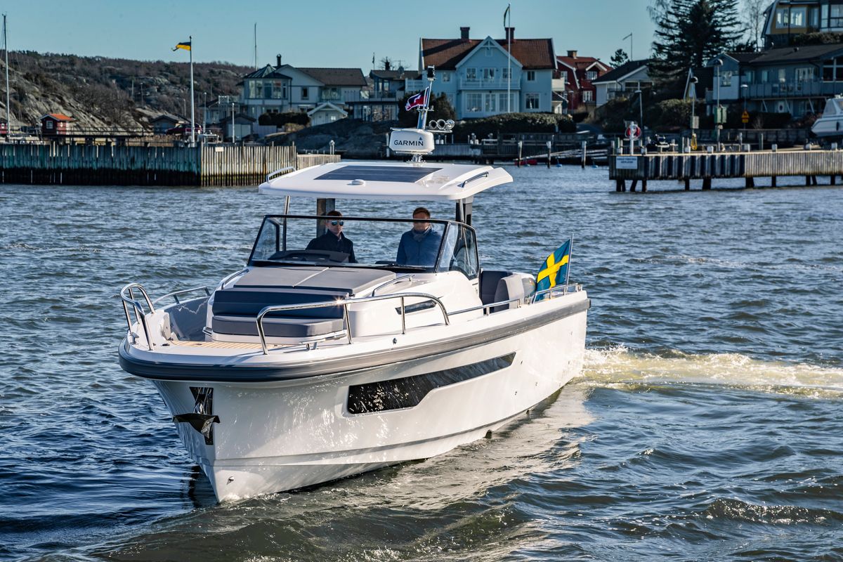 Exterior view of Ruddy, a Nimbus Tender T11 motorboat at Pirovac, Croatia