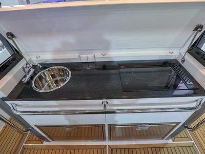Galley of Ruddy, a Nimbus Tender T11 motorboat at Pirovac, Croatia